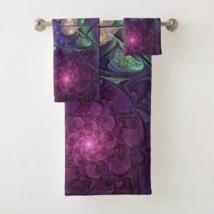 Conjunto De Toalhas Arte Fractal Moderna Abstrato de Brilhante Colorid