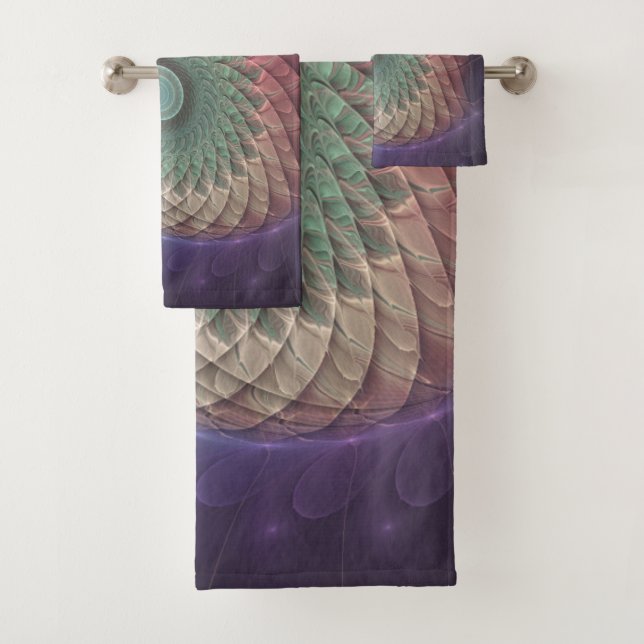 Conjunto De Toalhas Arte Fractal Moderna Colorida abstrato Snail (Insitu)