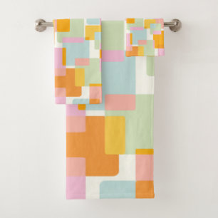 Conjunto De Toalhas Arte Geométrica do Boneco Retro Pastel