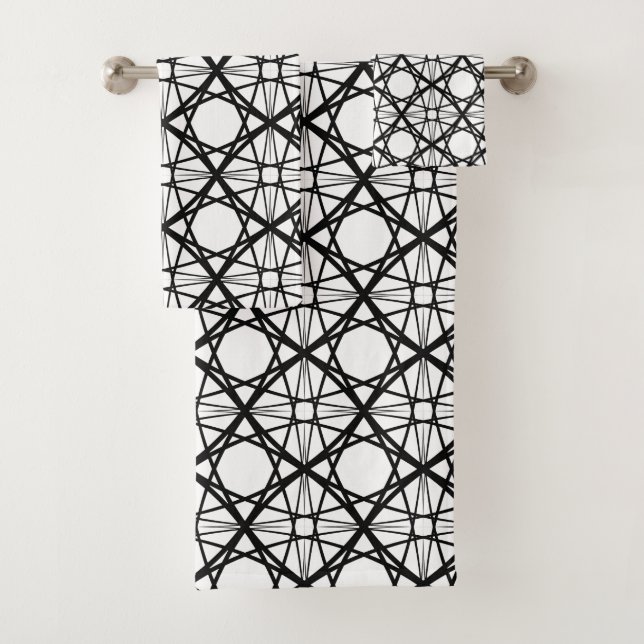 Conjunto De Toalhas Arte Geométrica Preta e Branca (Insitu)