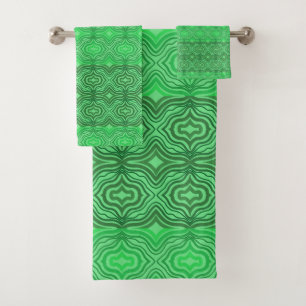 Conjunto De Toalhas Arte Geométrico de Linhas Onduladas Tropicais Trib