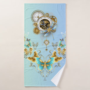 Conjunto De Toalhas Arte Gráfica Teal Steampunk, Serenidade Mecânica