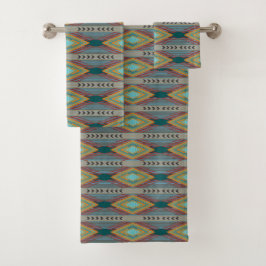 Conjunto De Toalhas Arte Padrão do Sudoeste Americano e Cores Terrosas