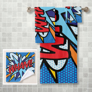 Conjunto De Toalhas Arte Pop de Quadrinhos Retrô Divertido WHAM