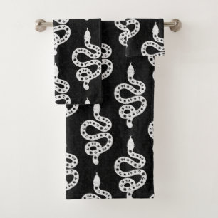 Conjunto De Toalhas Arte Popular Texturizado Grungy Witchy Cobra branc