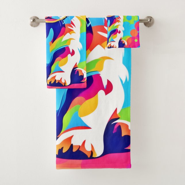 Conjunto De Toalhas Arte "Puppy" vibrante (Insitu)