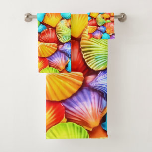 Conjunto De Toalhas Arte Sinfônica de Seashell Vibrant