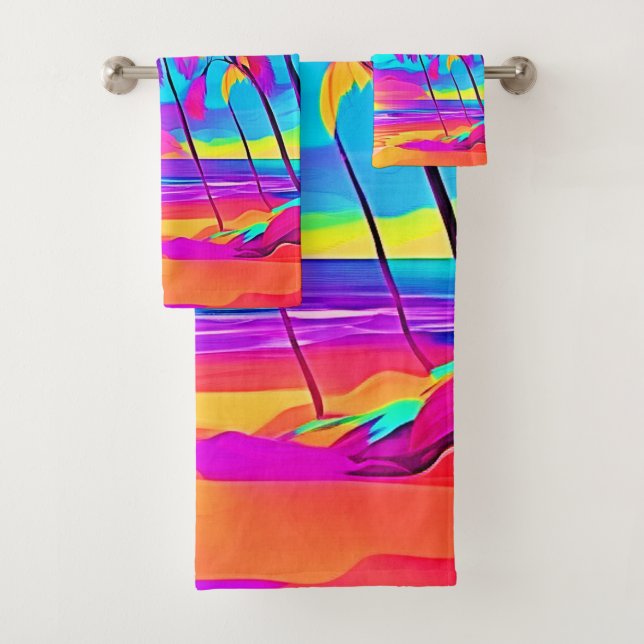 Conjunto De Toalhas Arte Tropical de Curta Vibrante (Insitu)