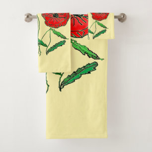Conjunto De Toalhas Arte vermelha da papoila