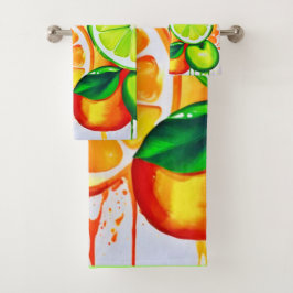 Conjunto De Toalhas Arte Vibrante de Frutas Cítricas