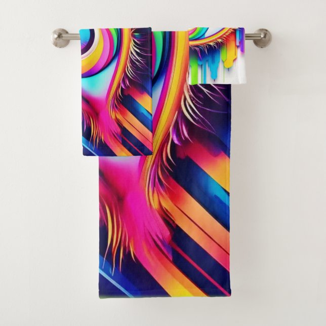 Conjunto De Toalhas Arte Vibrante de Olho de Arco-Íris (Insitu)