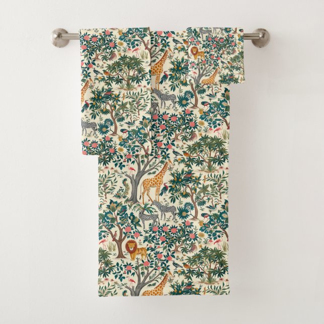 Conjunto De Toalhas Arte vítrea, zebras girafas, flamingo, pássaros, l (Insitu)