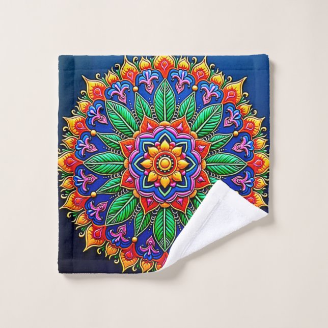 Conjunto De Toalhas Artesanato Vibrante de Mandala (Pano de lavar)
