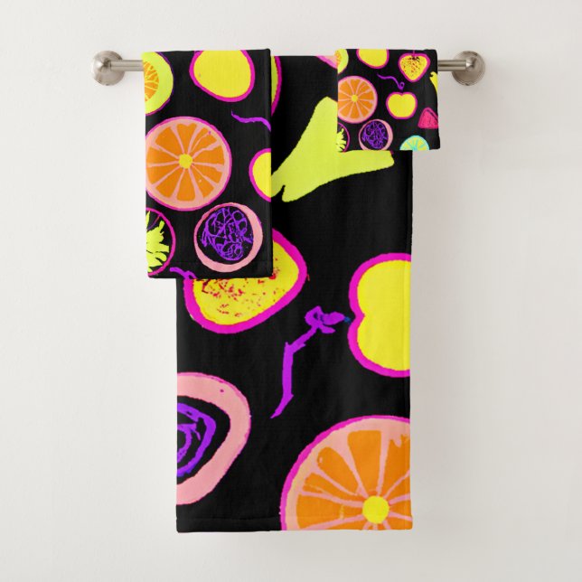 Conjunto De Toalhas Artista Vibrant Neon Frutas (Insitu)