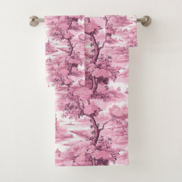 Conjunto De Toalhas Árvore Country Francesa Rosa