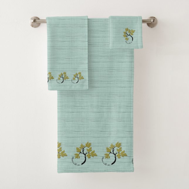 Conjunto De Toalhas Árvore Dançante Personalizada Verde Oliva (Insitu)