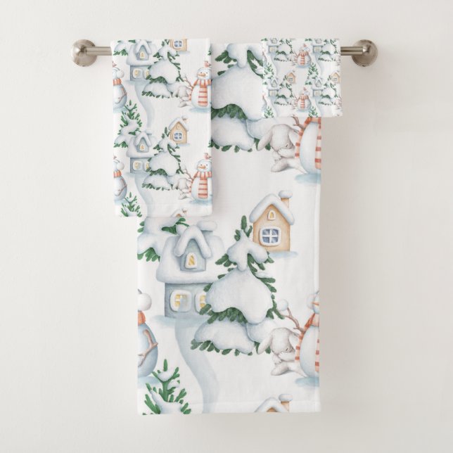 Conjunto De Toalhas Árvore de Coelho de Neve Natal (Insitu)
