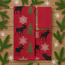Conjunto De Toalhas Árvore de Natal com Floco de Neve e Alce em Estilo