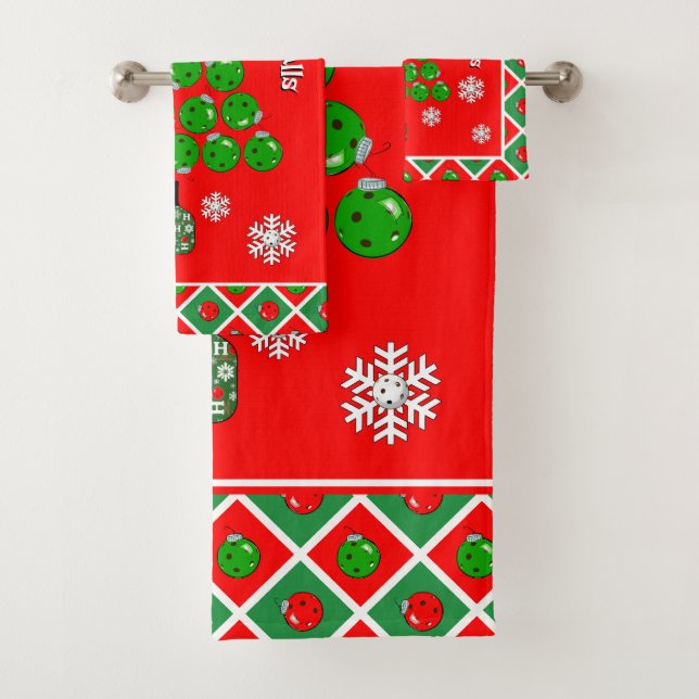Conjunto De Toalhas Árvore de Natal de Pickleball Decorar os Corredore (Insitu)