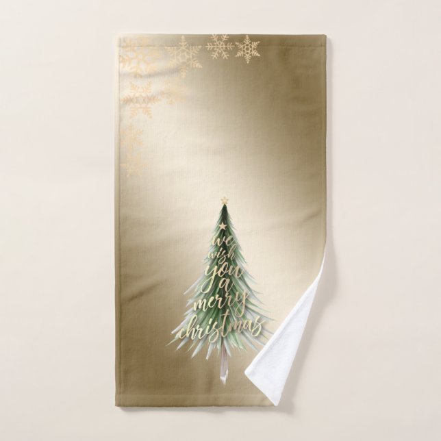 Conjunto De Toalhas Árvore de Natal Pinheiro, Flocos de Neve  (Toalha de mão)