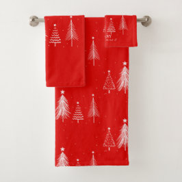 Conjunto De Toalhas Árvore Pine Simples do Cristma | Vermelho