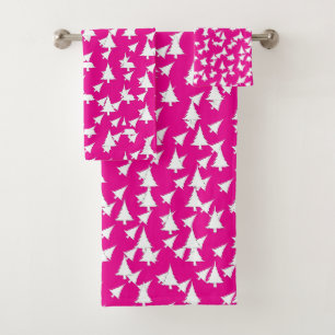 Conjunto De Toalhas Árvores brancas rosa-quente