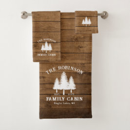 Conjunto De Toalhas Árvores de Cabina da Família Rustic Country Plank