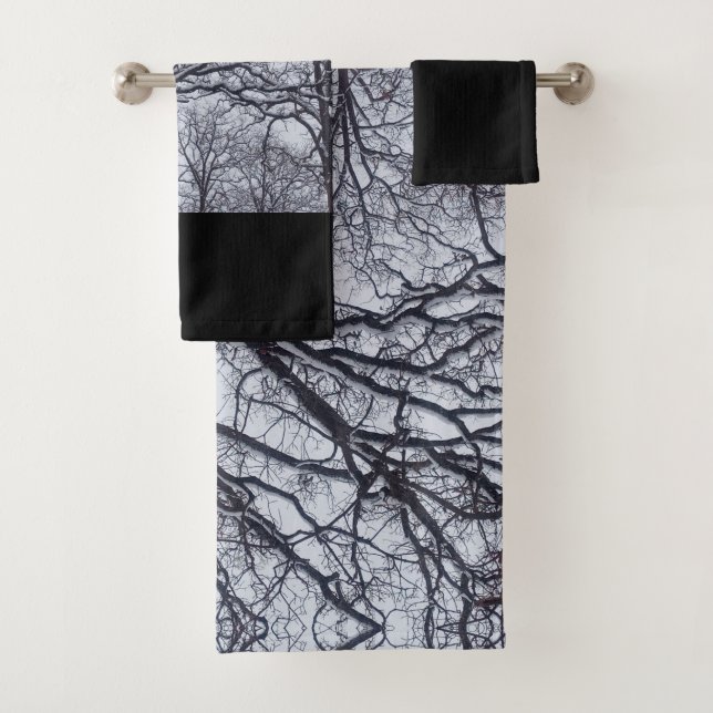 Conjunto De Toalhas Árvores de Carvalho Preto e Branco no Inverno com  (Insitu)