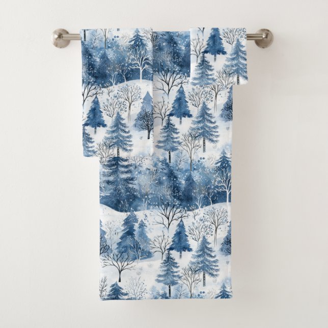 Conjunto De Toalhas Árvores de Natal Blue White Mountain (Insitu)