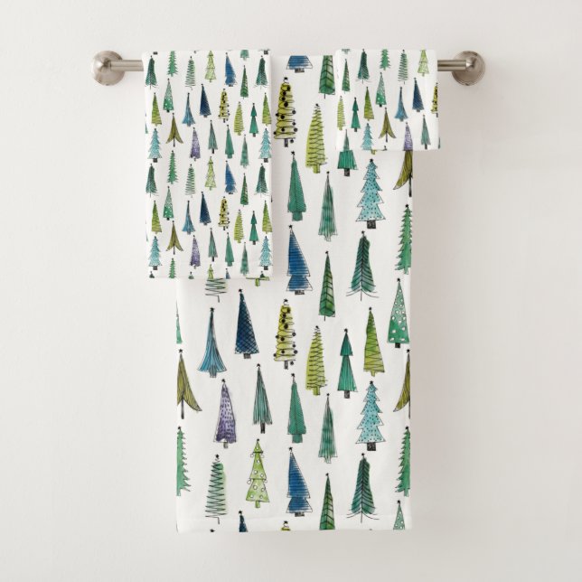 Conjunto De Toalhas Árvores Evergreen Feriadas de inverno (Insitu)
