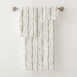 Conjunto De Toalhas Árvores Marrons Verdes  