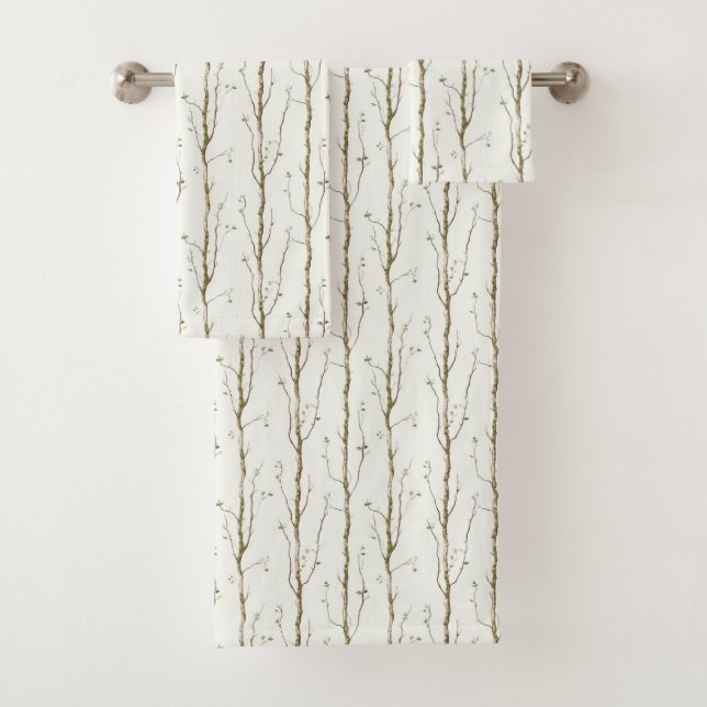 Conjunto De Toalhas Árvores Marrons Verdes   (Insitu)