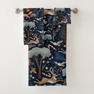 Conjunto De Toalhas Árvores Rustic Watercolor Woodland Árvores Natal