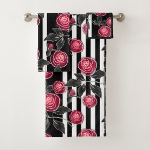 Conjunto De Toalhas As folhas modernas abstratas das rosas vermelhas