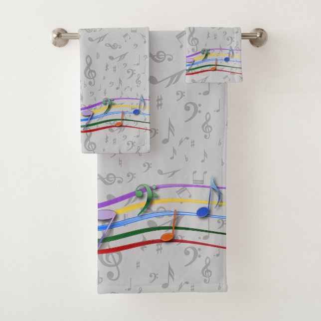 Conjunto De Toalhas As notas do arco-íris na música cinzenta notam o (Insitu)