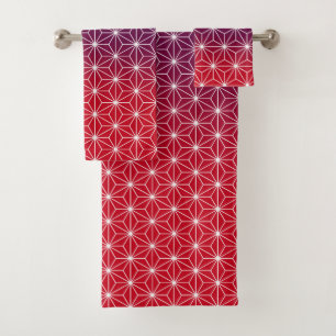 Conjunto De Toalhas Asanoha Impressão tradicional japonesa, vermelho