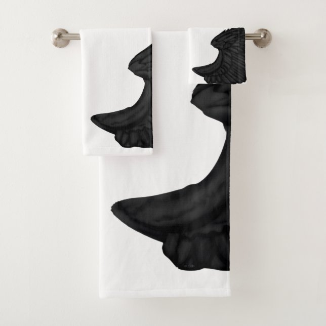 Conjunto De Toalhas Asas Anjos Pretos Falsos (Insitu)