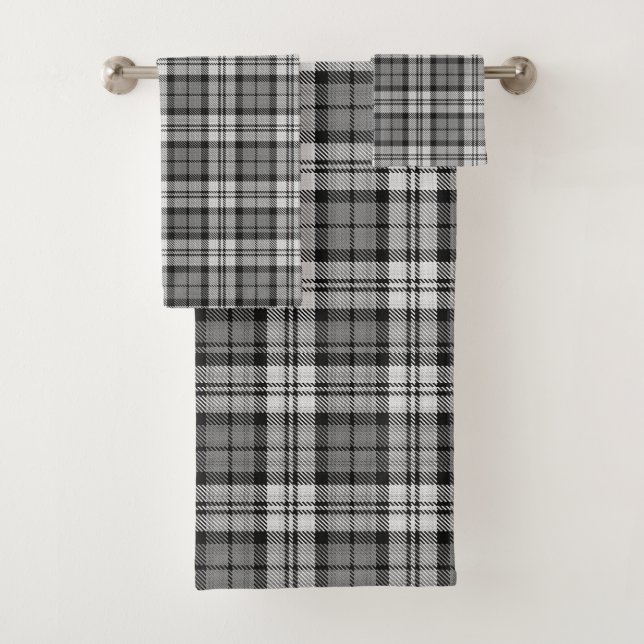 Conjunto De Toalhas Ash Cinza Blackwatch Campbell Tartan Xadrez (Insitu)
