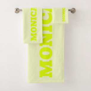 Conjunto De Toalhas Assinatura do Nome Moderno do Na moda Amarelo Neon