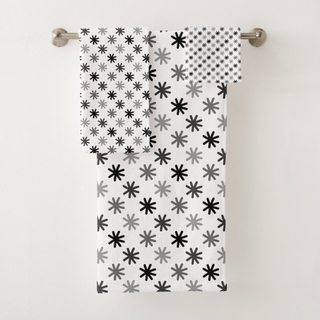 Conjunto De Toalhas Asteriscos Chic - Clássico - Fundo Branco (Insitu)