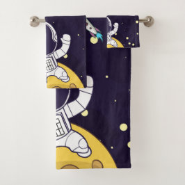 Conjunto De Toalhas Astronauta Espacial Explorando Espaço Exterior