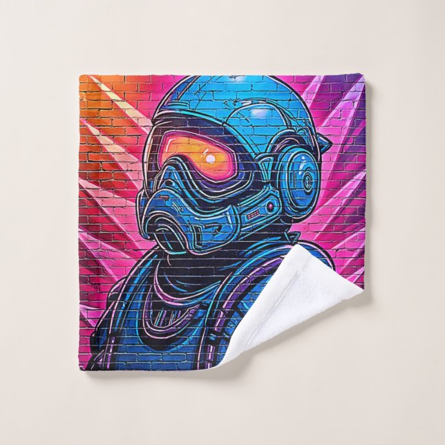 Conjunto De Toalhas Astronauta Neon Cyberpunk (Pano de lavar)
