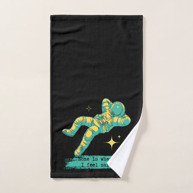 Conjunto De Toalhas Astronauta Space Stars Home é onde me sinto seguro (Toalha de mão)