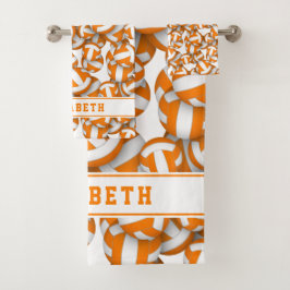 Conjunto De Toalhas atletas cor laranja do nome do jogador de voleibol