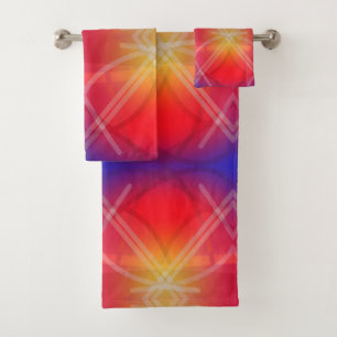 Conjunto De Toalhas Atrações Neon Design Abstrato Camadas