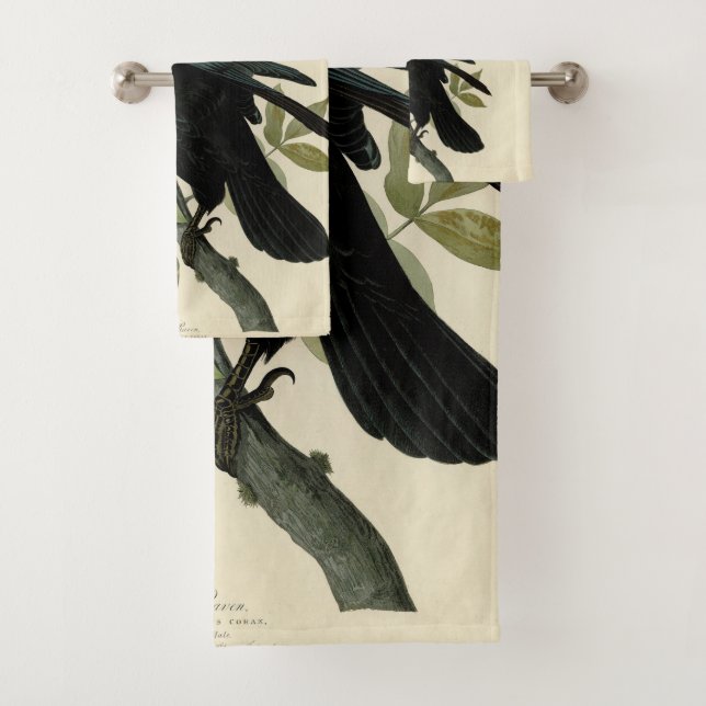 Conjunto De Toalhas Audubon Raven Bird Classic Trabalho de arte (Insitu)