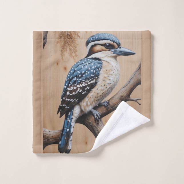 Conjunto De Toalhas Australiano Blue Kookaburra em uma Arte de Vida Se (Pano de lavar)