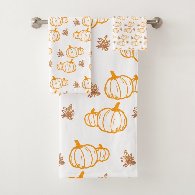 Conjunto De Toalhas Autumn Harvest Pumpkins and Leaves (Insitu)
