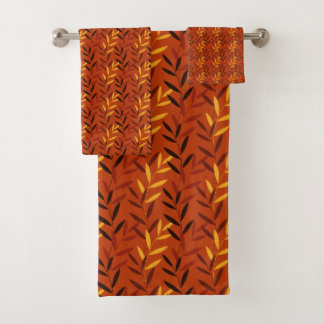 Conjunto De Toalhas Autumn Leaves Pattern - Warm Fall Foliage Design