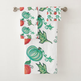 Conjunto De Toalhas Autumn Pumpkin Art